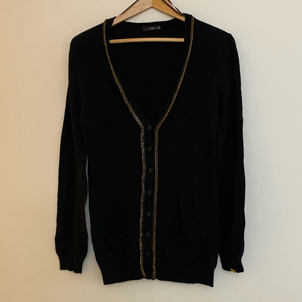🎀3 for $19 ✨ Dex Black Cardigan with Gold Accents